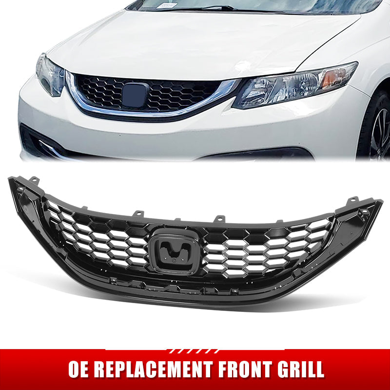 Factory Replacement Grille <br>13-15 Honda Civic 4Dr 2.4L