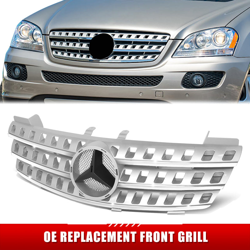 Factory Replacement Grey Horizontal Slats Grille <br> 06-08 Benz ML320/350/500/550