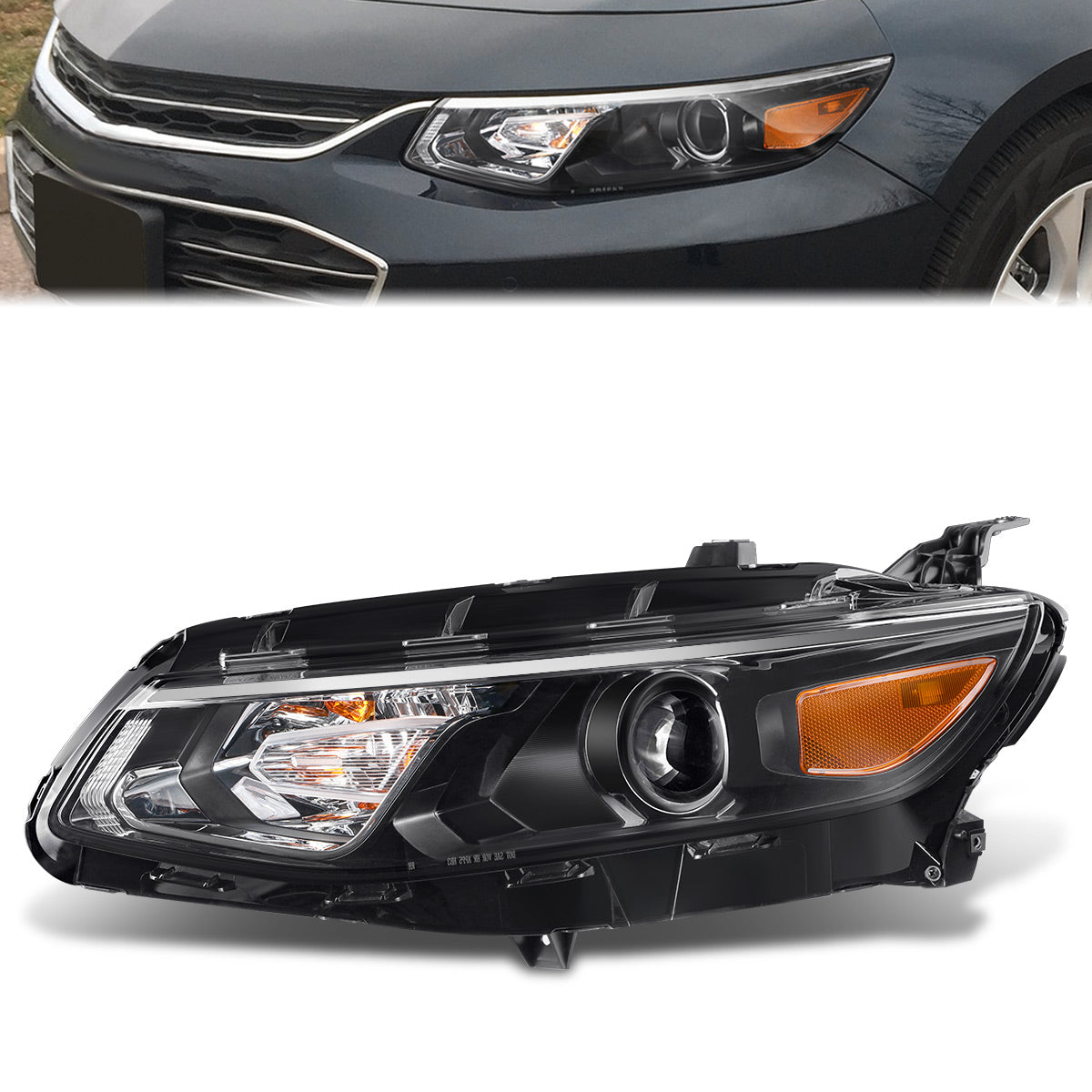 Factory Style Projector Headlight (Left) <br>16-18 Chevy Malibu