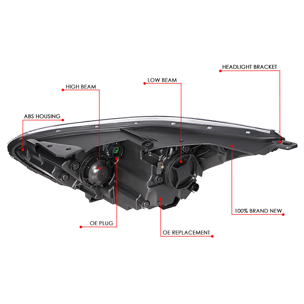 Factory Style Projector Headlight (Right) <br>19-21 Kia Forte Sedan