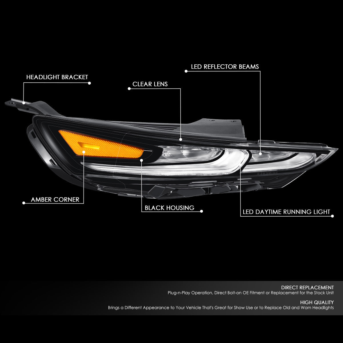 Factory Style LED DRL Headlight (Right) <br>19-20 Hyundai Santa Fe