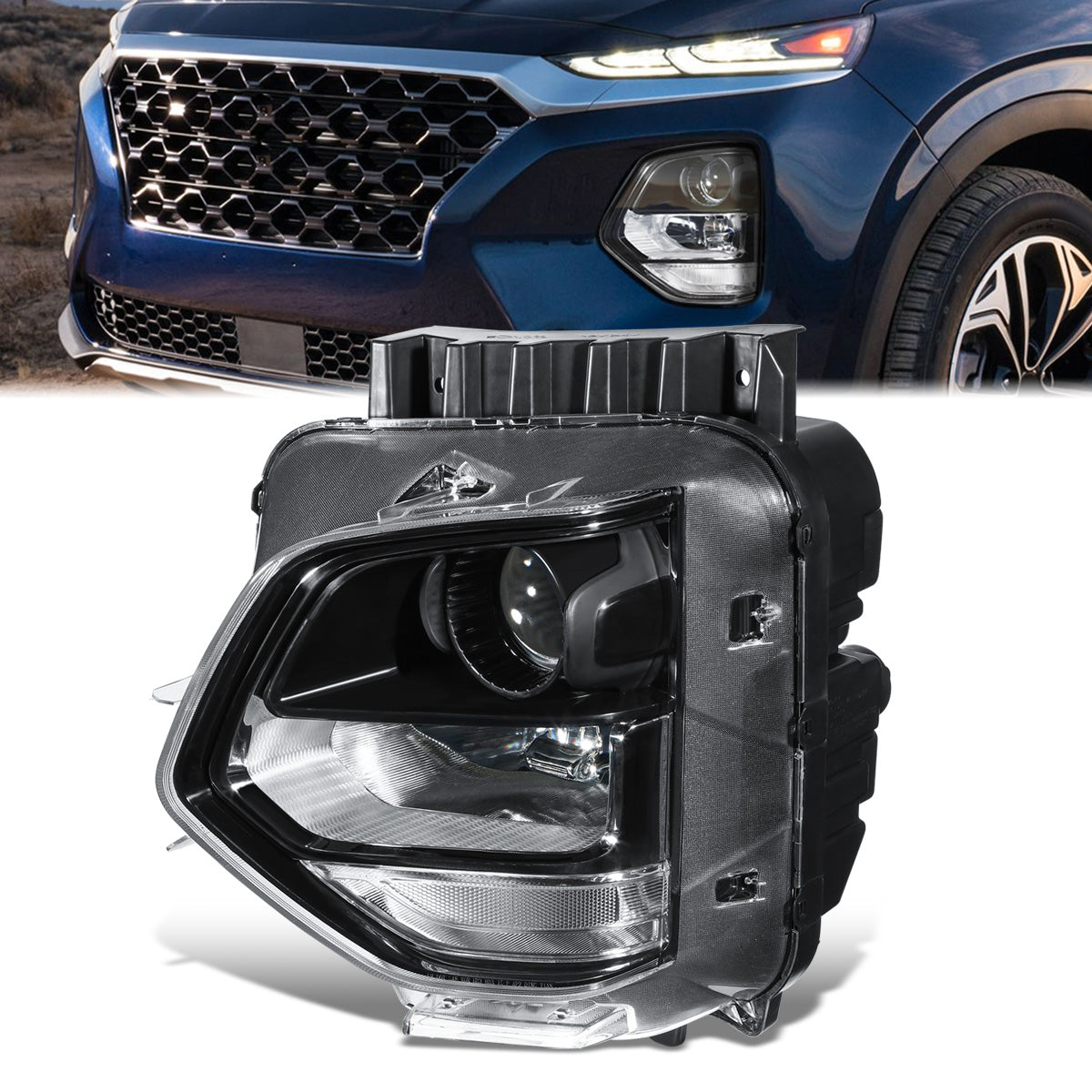 Factory Style Projector Headlight (Left) <br>19-20 Hyundai Santa Fe