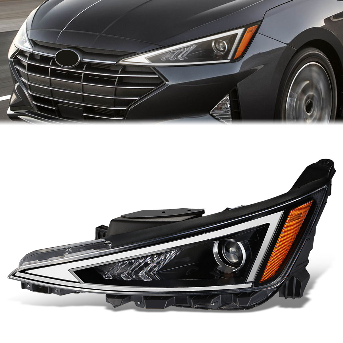 Factory Style Projector Headlight (Left) <br>19-20 Hyundai Elantra