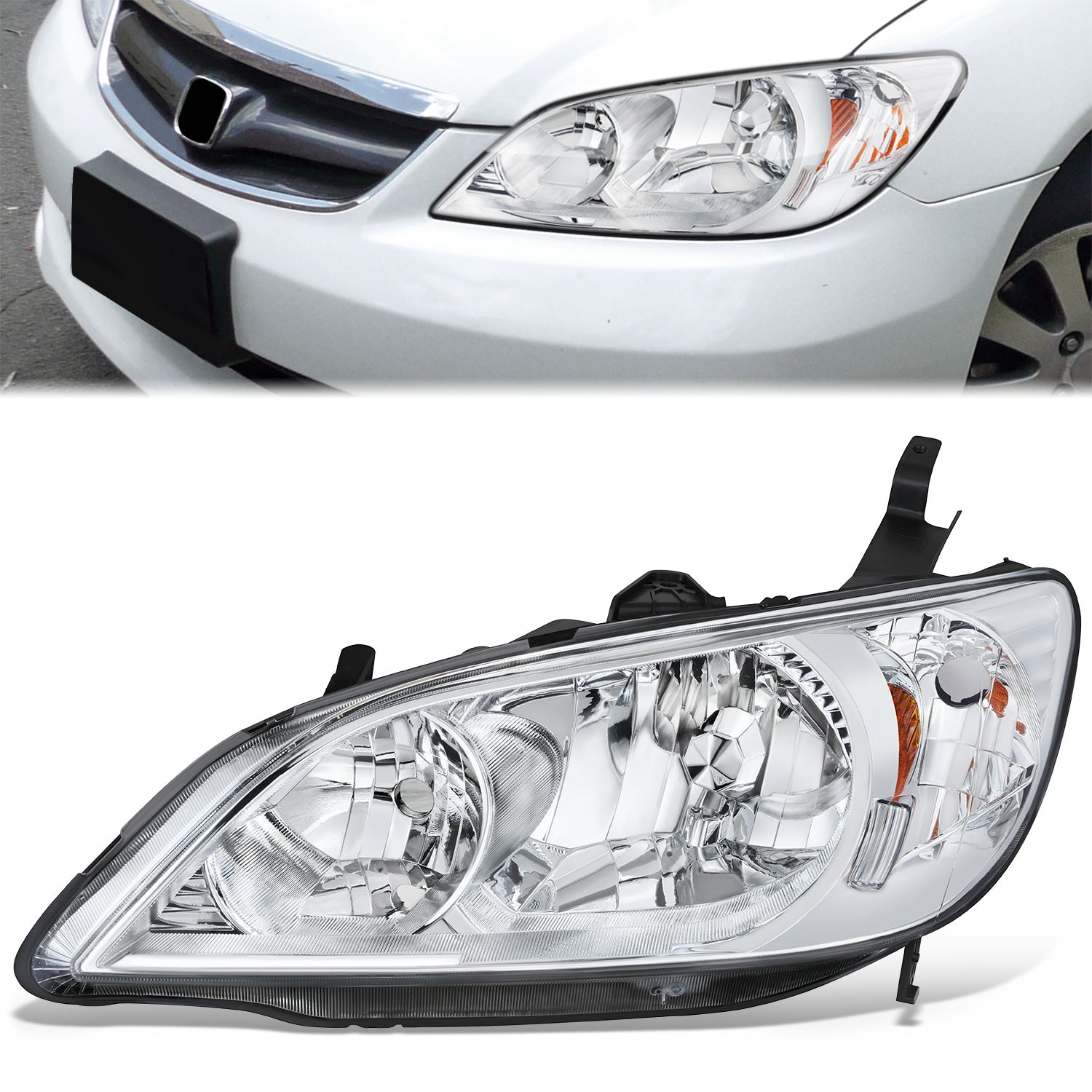 Factory Style Headlight (Left) <br>04-05 Honda Civic Coupe/Sedan