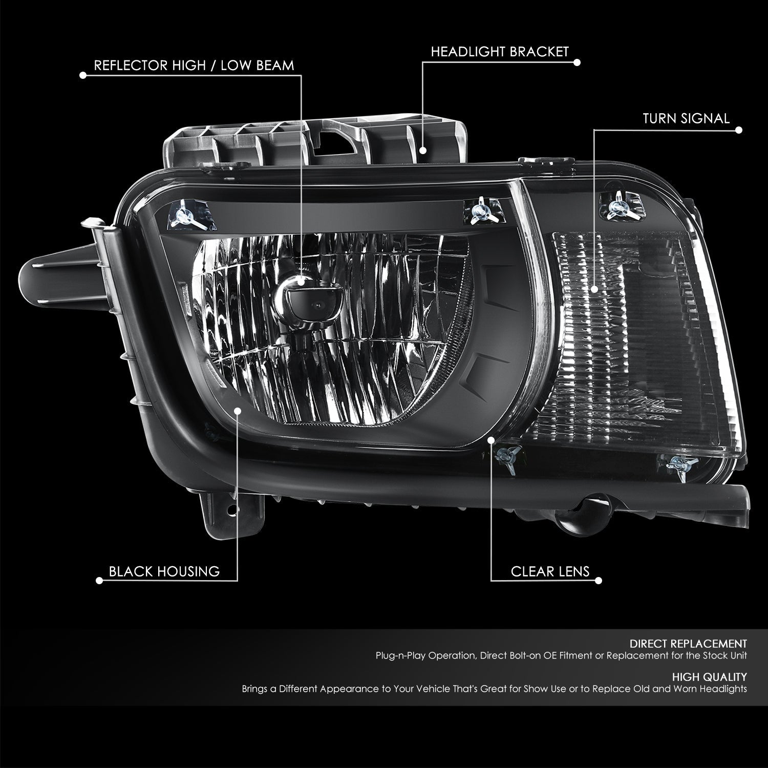 Factory Style Headlight (Right) <br>10-13 Chevy Camaro