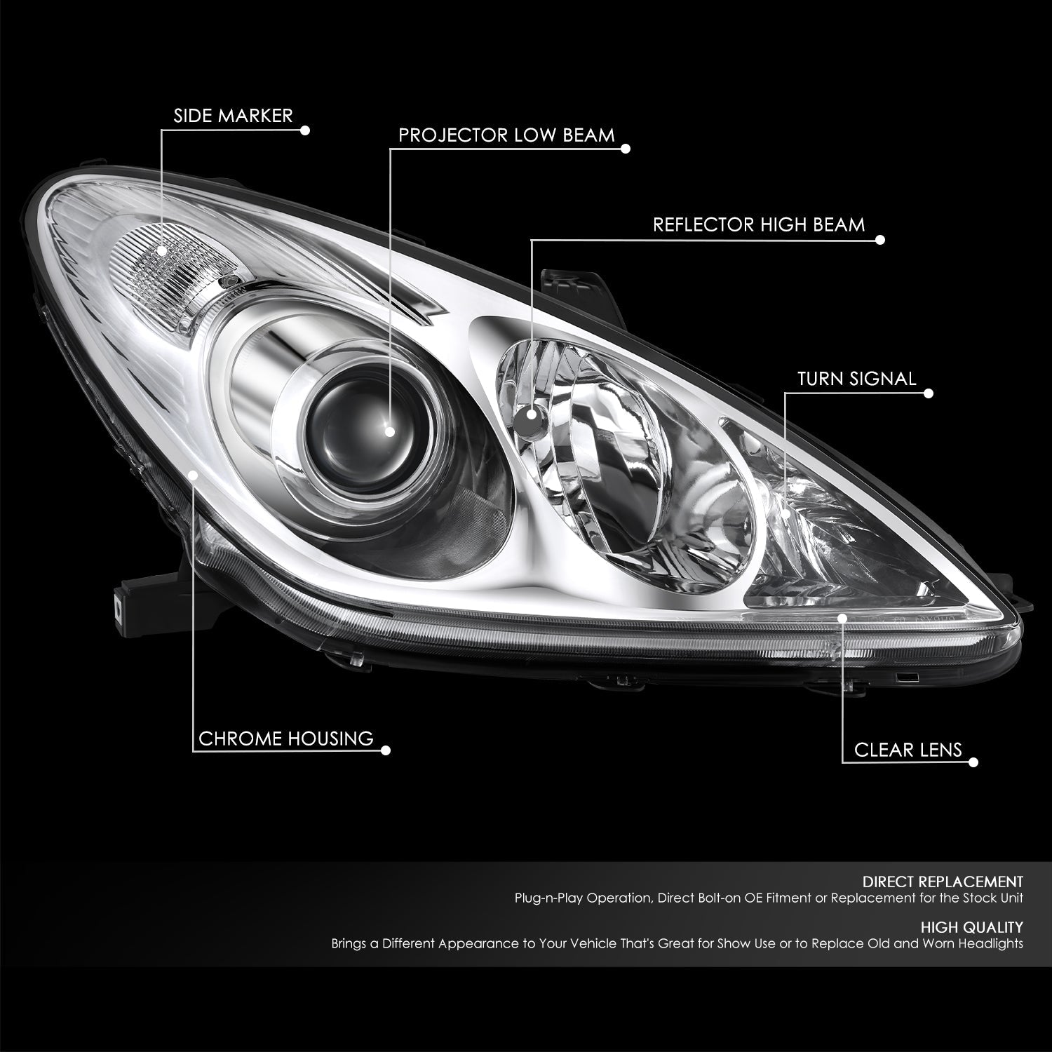 Factory Style Projector Headlight (Right) <br>05-06 Lexus Es330