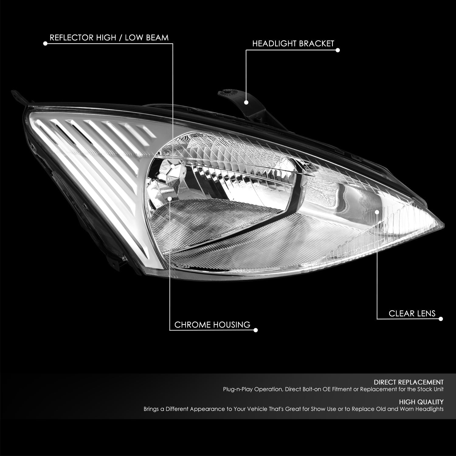 Factory Style Headlight (Right) <br>00-02 Ford Focus