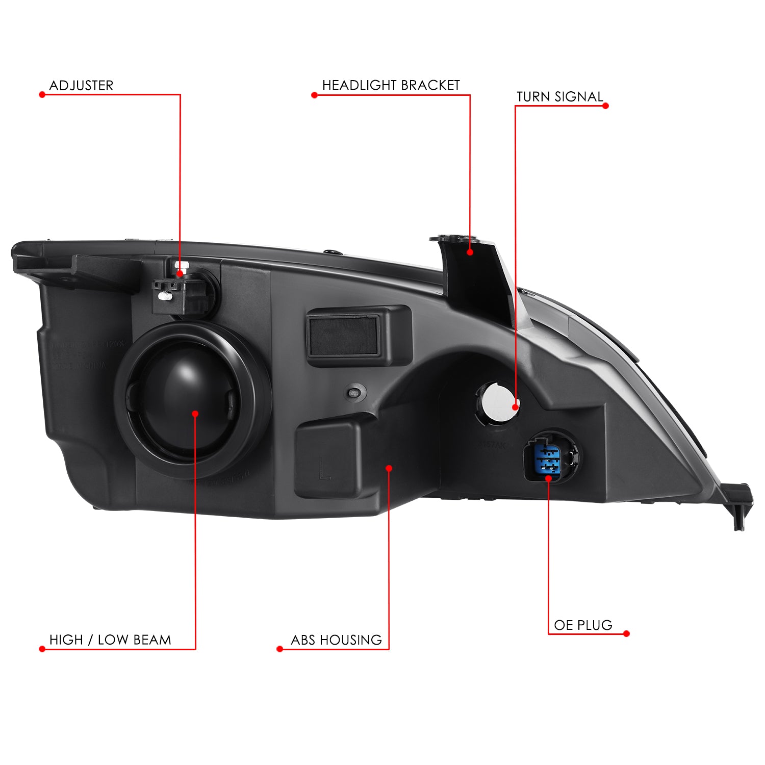 Factory Style Headlight (Left) <br>05-07 Ford Focus