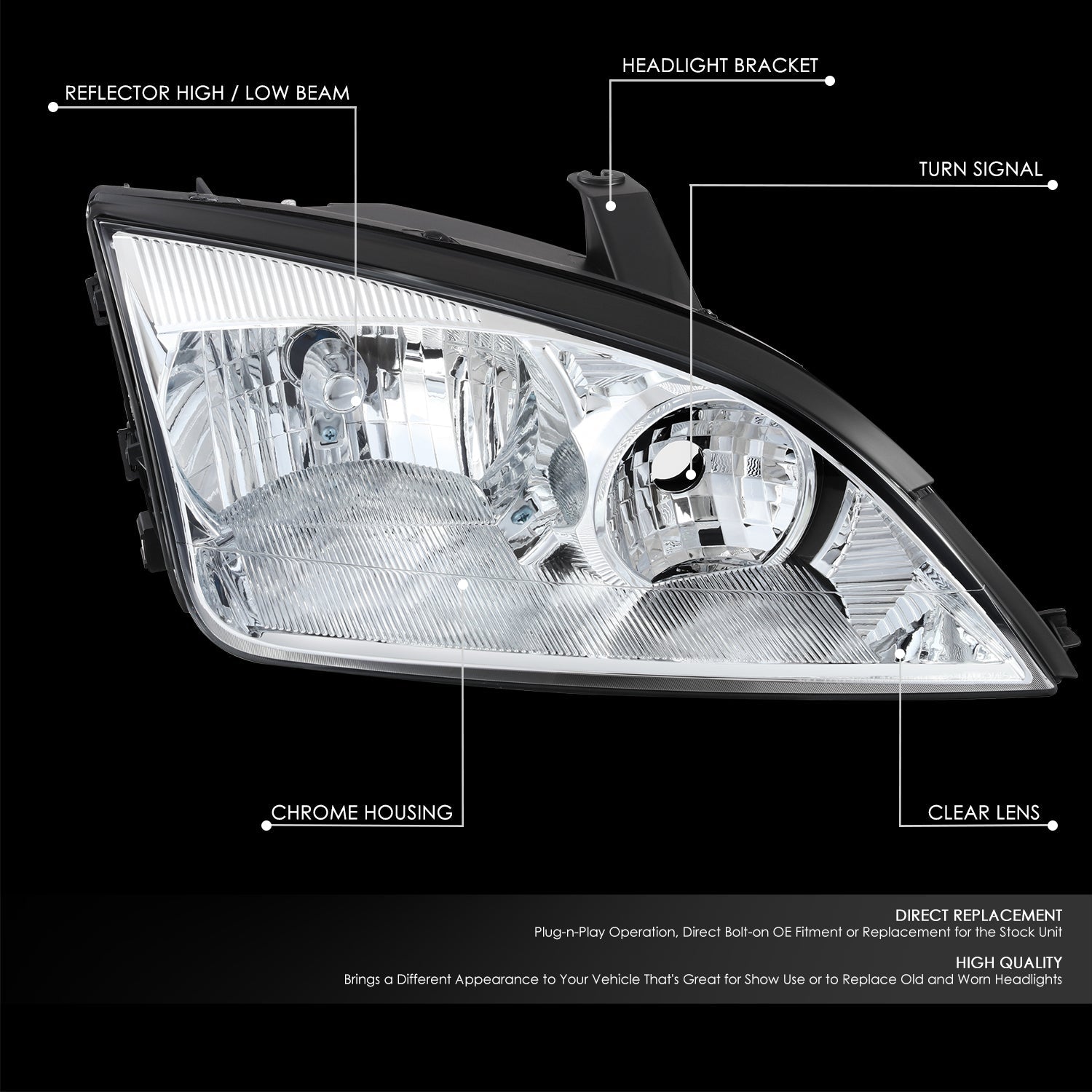 Factory Style Headlight (Right) <br>05-07 Ford Focus