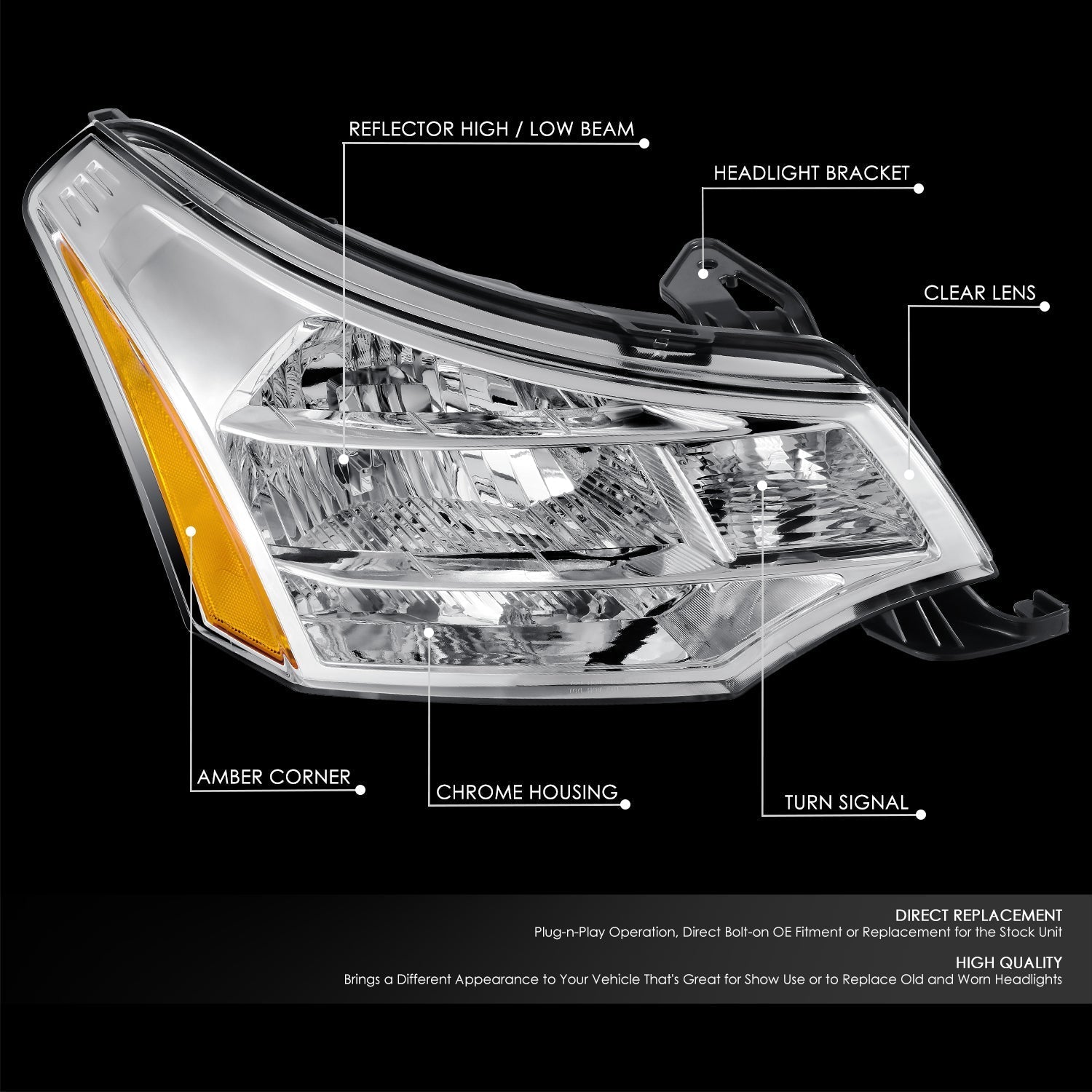 Factory Style Headlight (Right) <br>08-11 Ford Focus S SE SEL