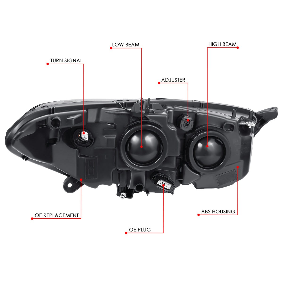 Factory Style Projector Headlight (Left) <br>13-16 Ford Fusion