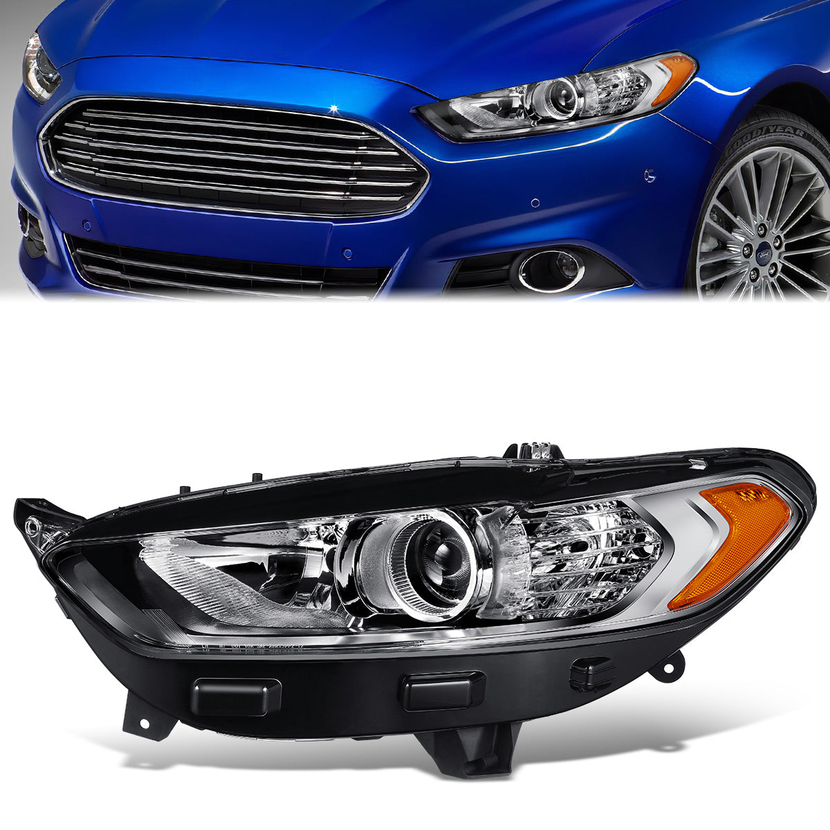 Factory Style Projector Headlight (Left) <br>13-16 Ford Fusion