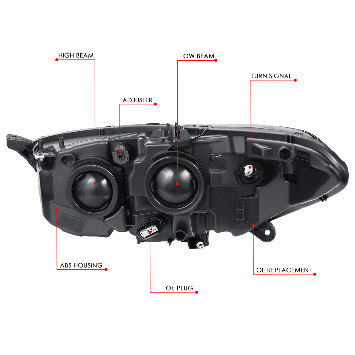 Factory Style Projector Headlight (Right) <br>13-16 Ford Fusion