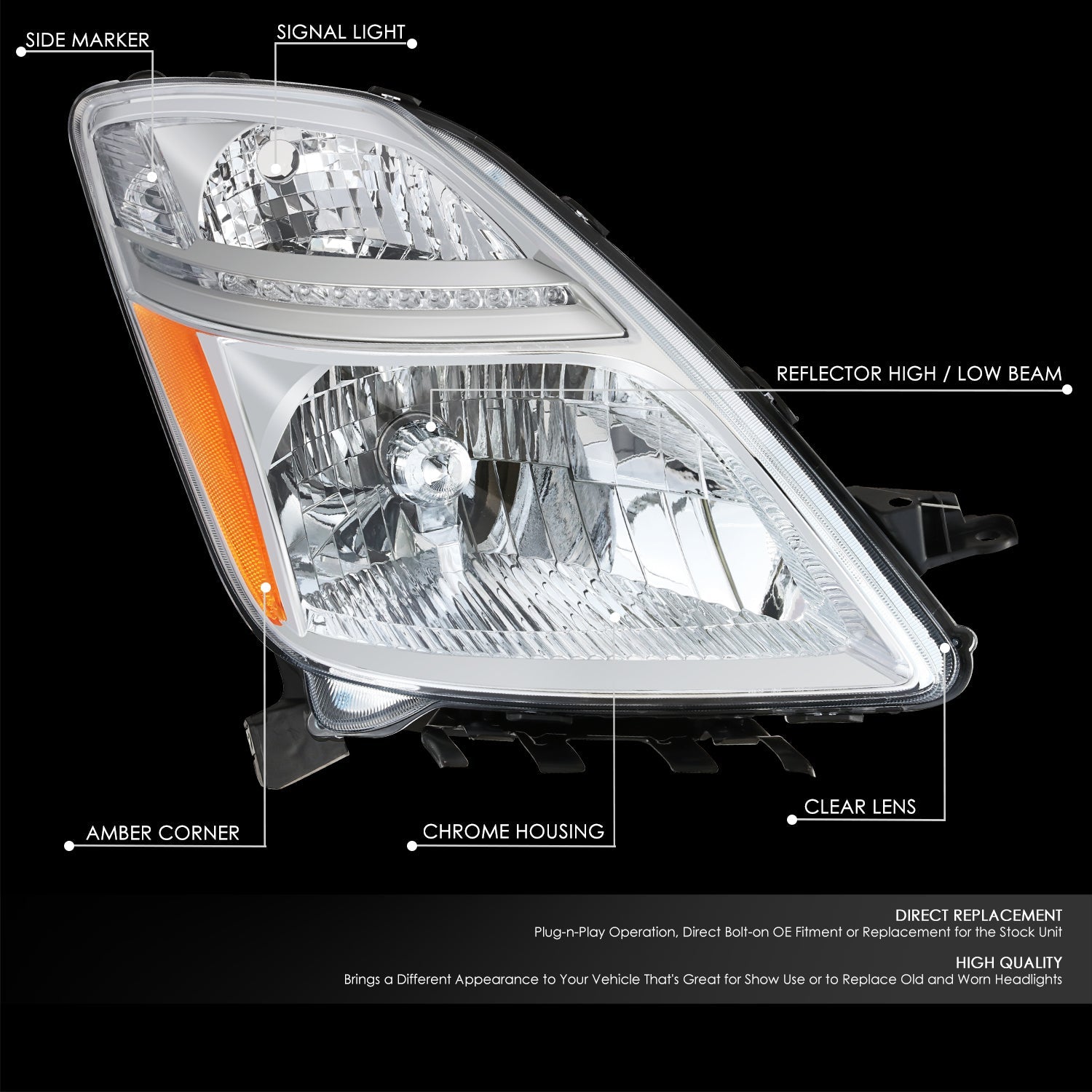 Factory Style Headlight (Right) <br>06-09 Toyota Prius