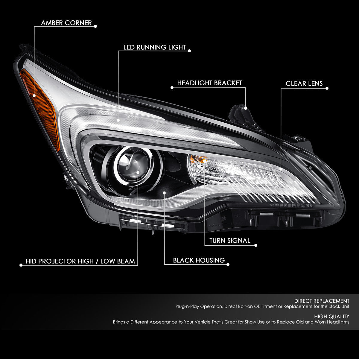 LED DRL ProjectorHeadlight (Right) <br>16-18 Buick Envision