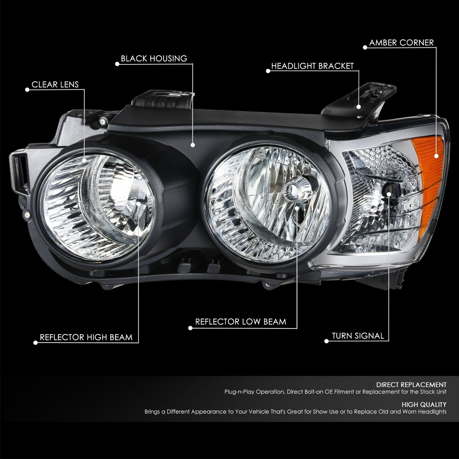 Factory Style Headlight (Left) <br>12-16 Chevy Sonic