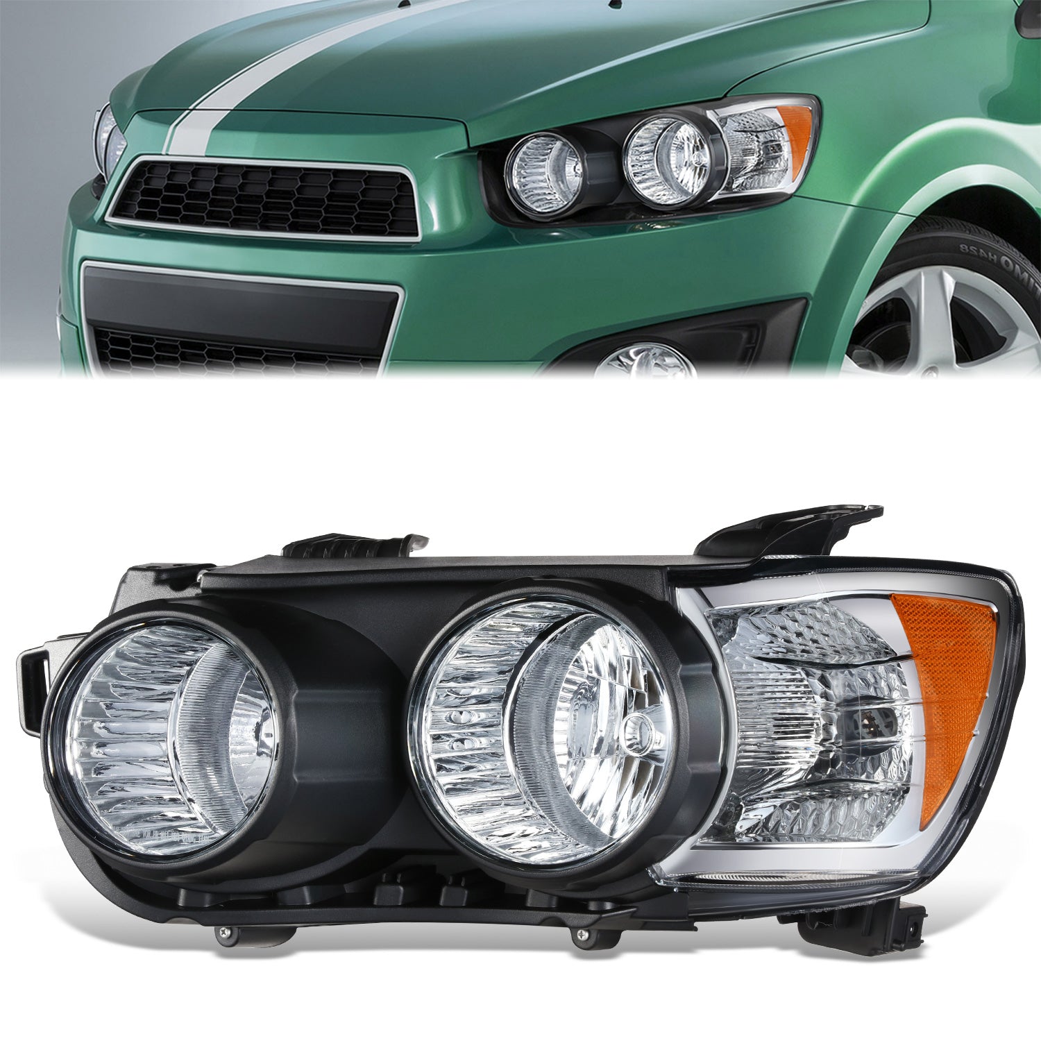 Factory Style Headlight (Left) <br>12-16 Chevy Sonic