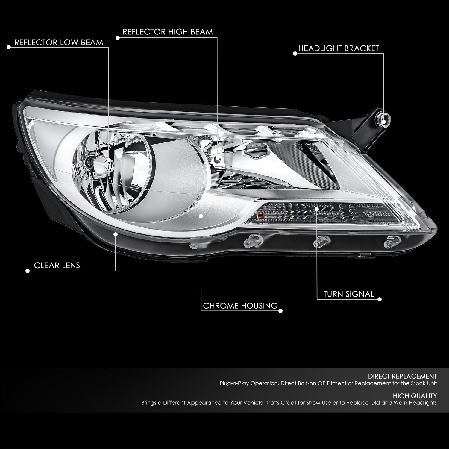 Factory Style Headlight (Right) <br>09-11 Volkswagen Tiguan