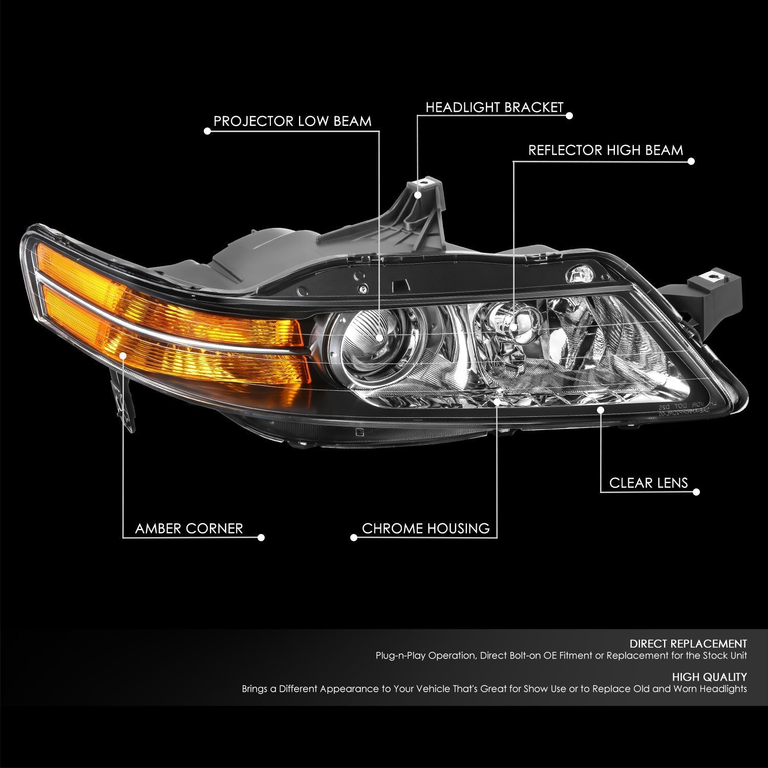 Factory Style Projector Headlight (Right) <br>04-05 Acura TL