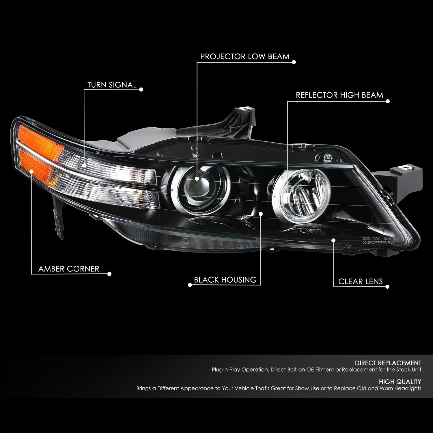 Factory Style Projector Headlight (Right) <br>07-08 Acura TL Type S