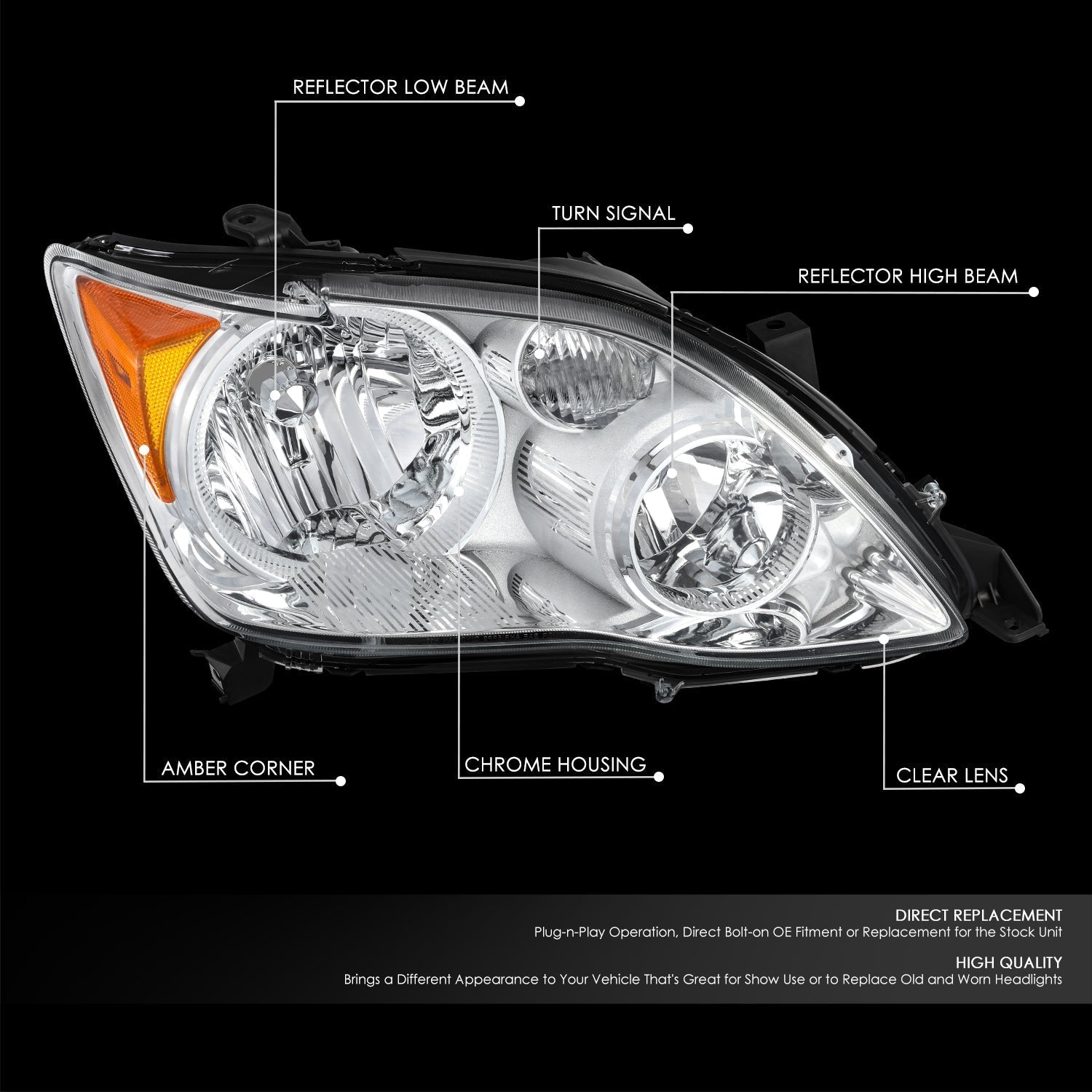 Factory Style Headlight (Right) <br>08-10 Toyota Avalon