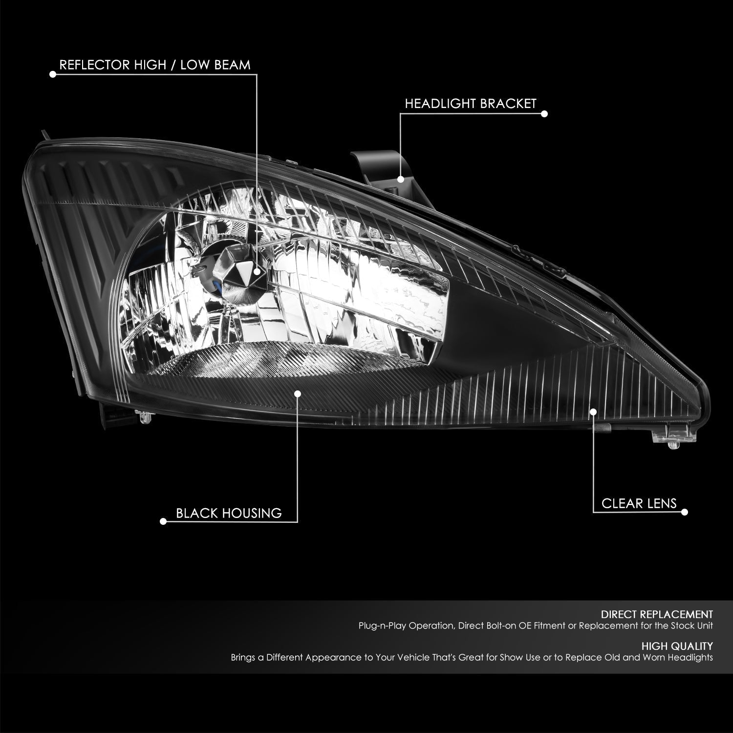 Factory Style Headlight (Right) <br>03-04 Ford Focus