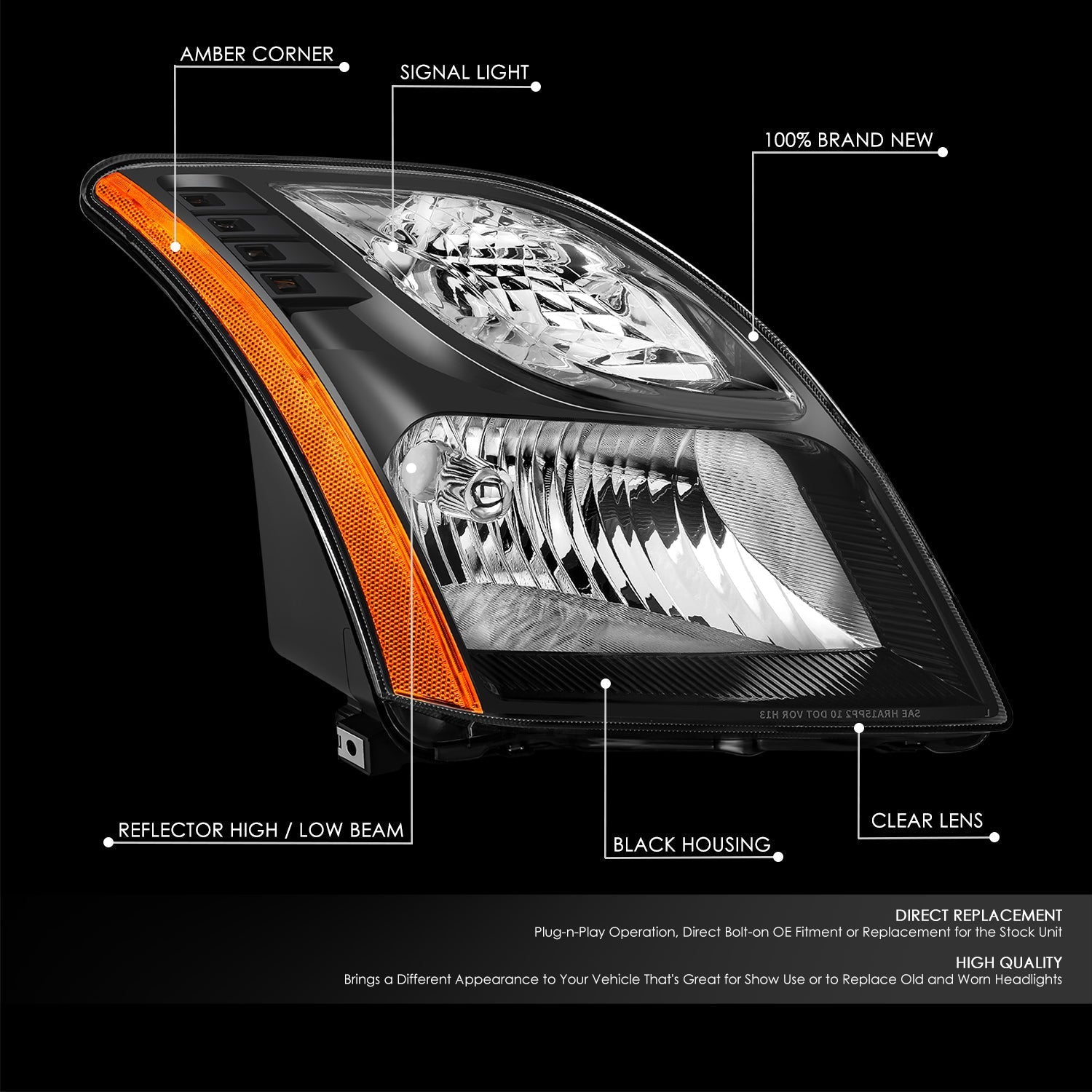 Factory Style Headlight (Right) <br> 10-12 Nissan Sentra