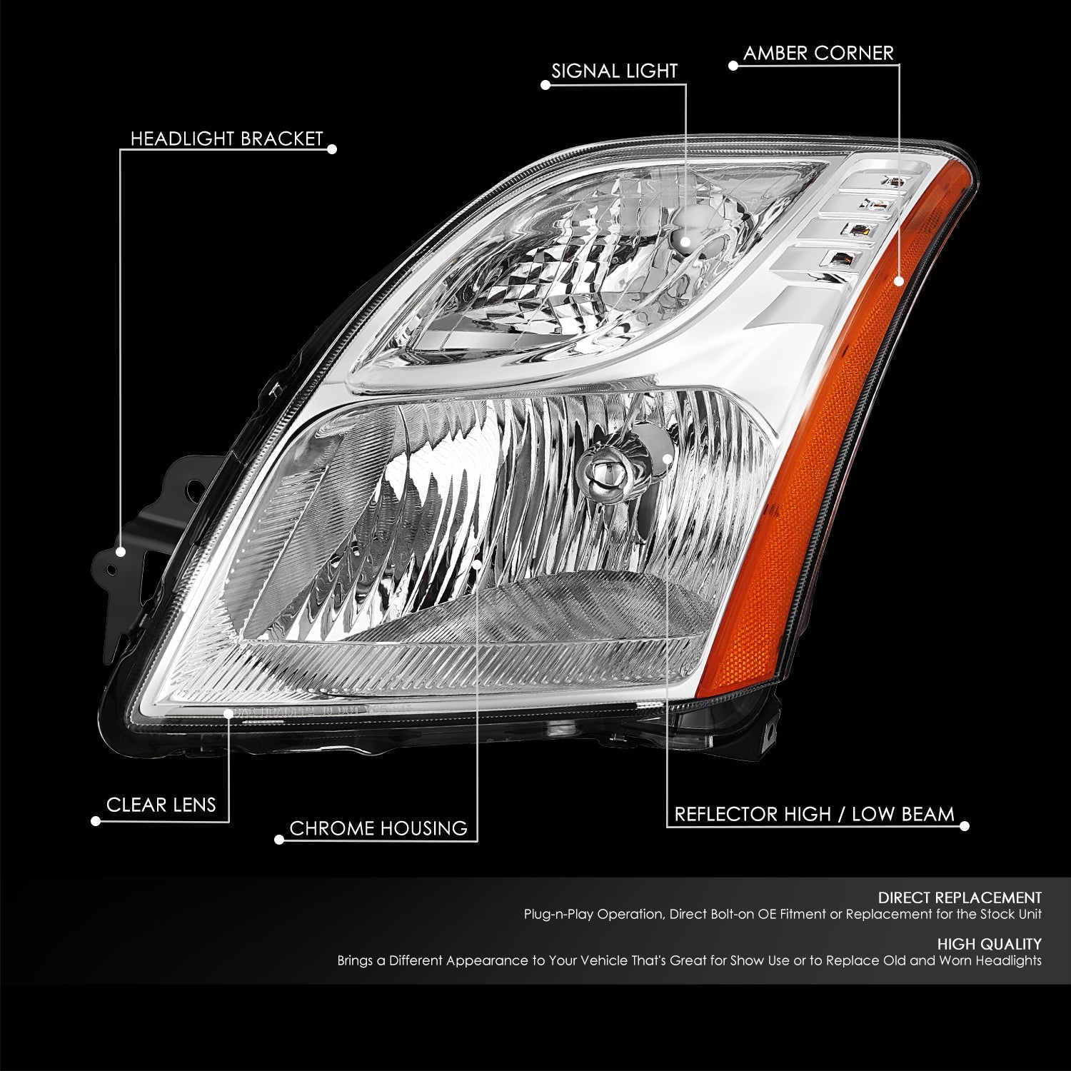 Factory Style Headlight (Left) <br> 10-12 Nissan Sentra