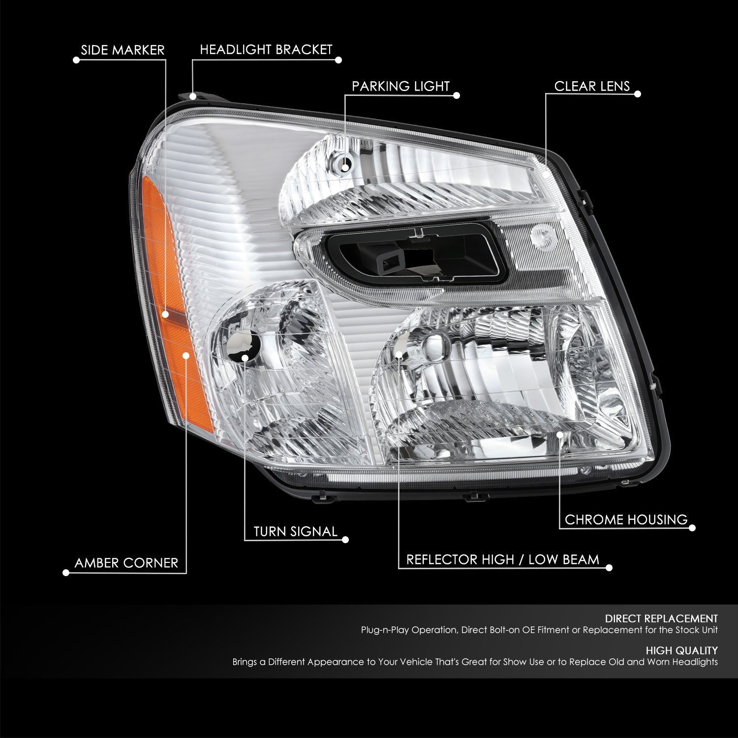 Factory Style Headlight (Right) <br>05-09 Chevy Equinox