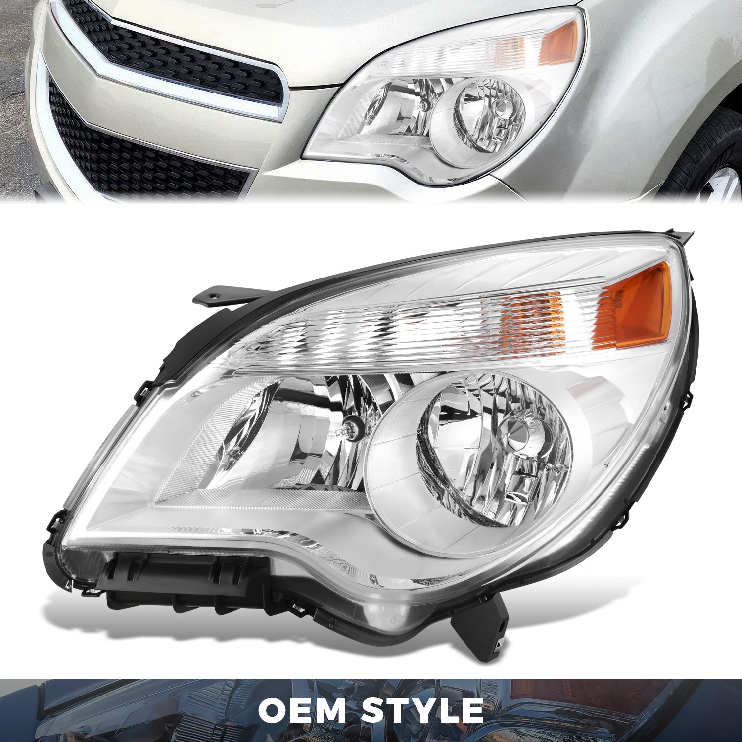 Factory Style Headlight (Left) <br> 10-15 Chevy Equinox