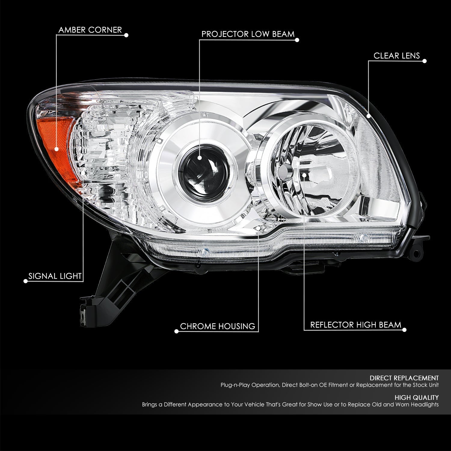 Factory Style Projector Headlight (Right) <br> 06-09 Toyota 4Runner