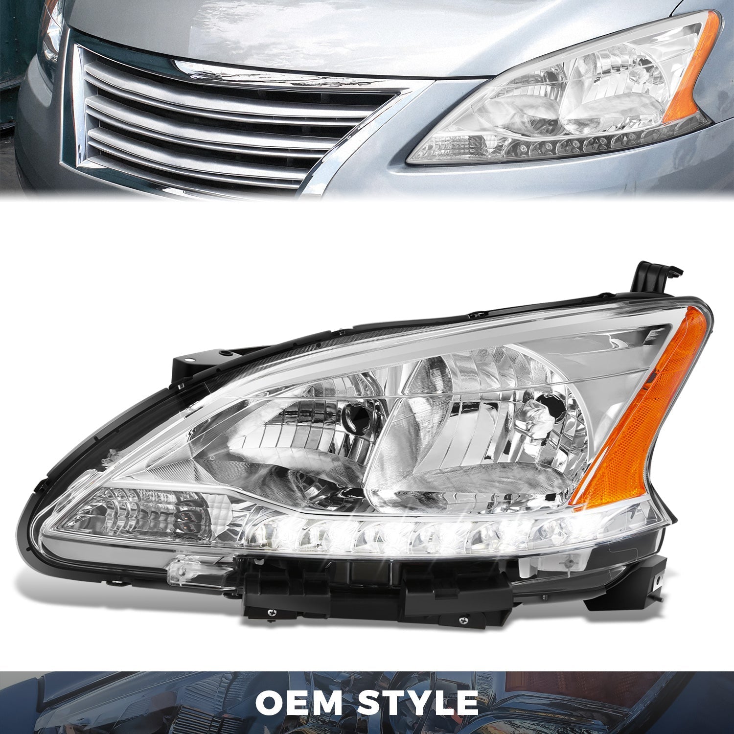 Factory Style Headlight (Left) <br> 13-15 Nissan Sentra