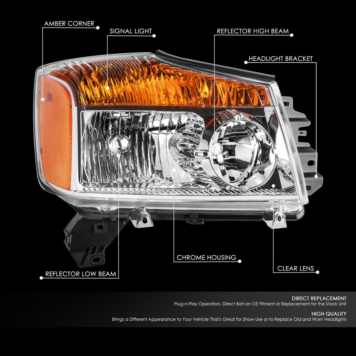 Factory Style Headlight (Right) <br> 08-15 Nissan Titan