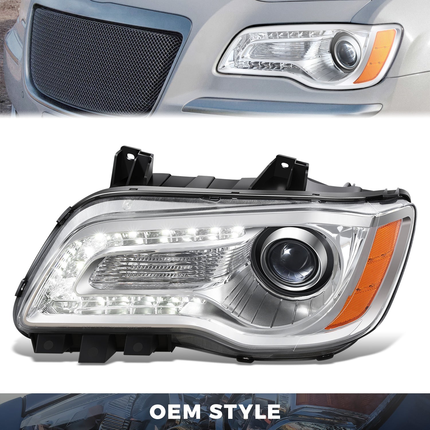 LED DRL Projector Headlight (Left) <br>11-14 Chrysler 300