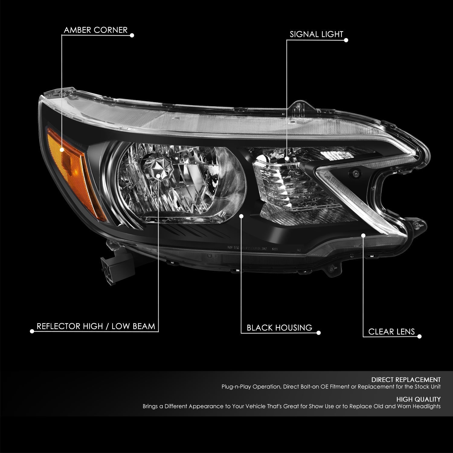 Factory Style Headlight (Right) <br> 12-14 Honda CR-V