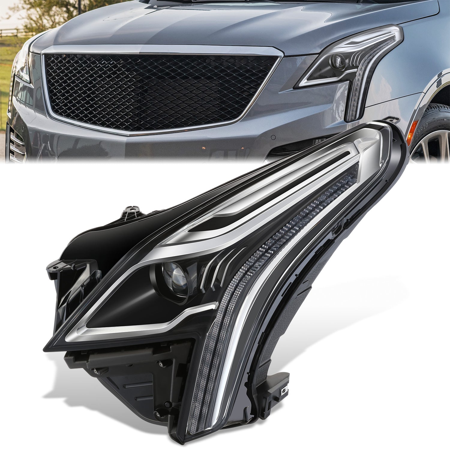 LED DRL Projector Headlight (Left) <br>17-20 Cadillac XT5