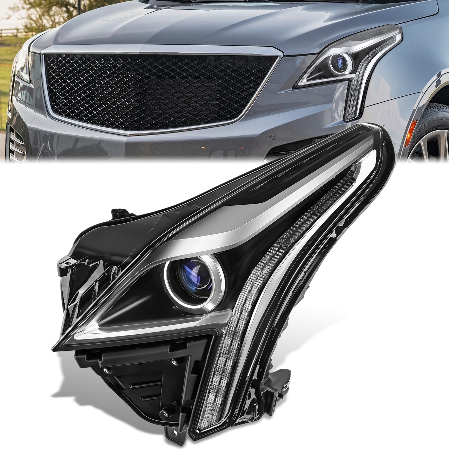 LED DRL Projector Headlight (Left) <br>17-19 Cadillac XT5