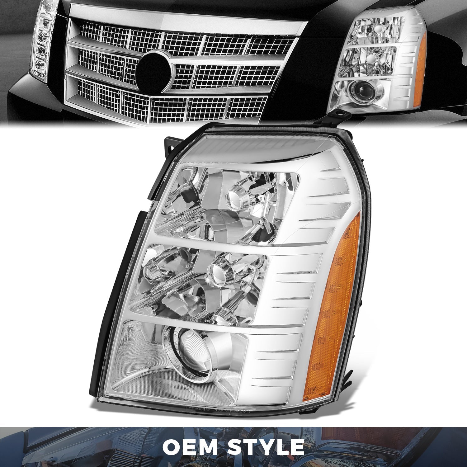 Factory Style Projector Headlight (Left) <br>07-09 Cadillac Escalade