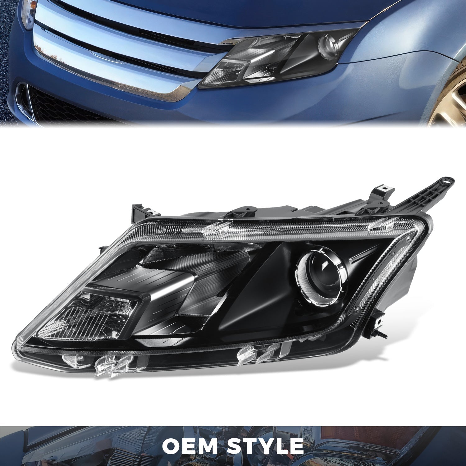 Factory Style Projector Headlight (Left) <br> 10-12 Ford Fusion