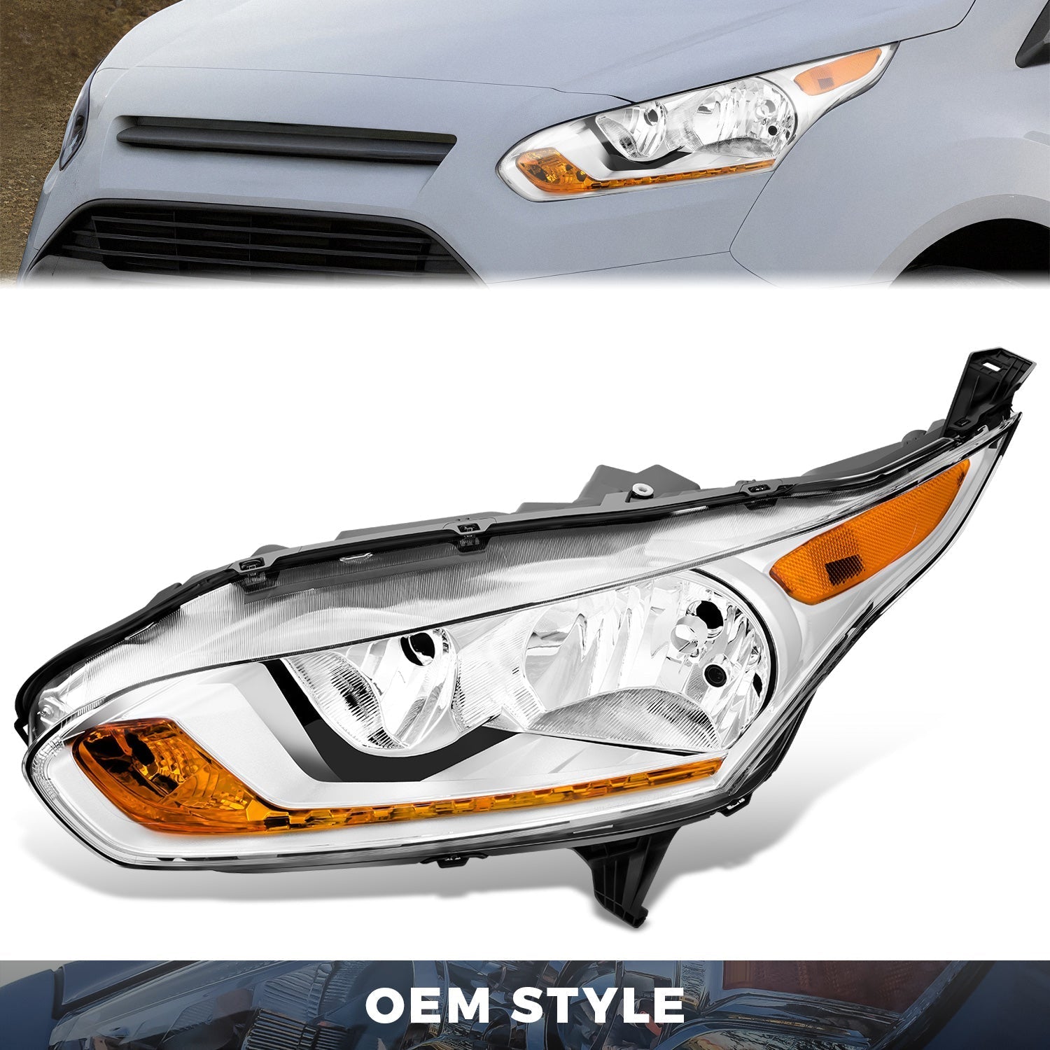 Factory Style Headlight (Left) <br> 14-18 Ford Transit Connect