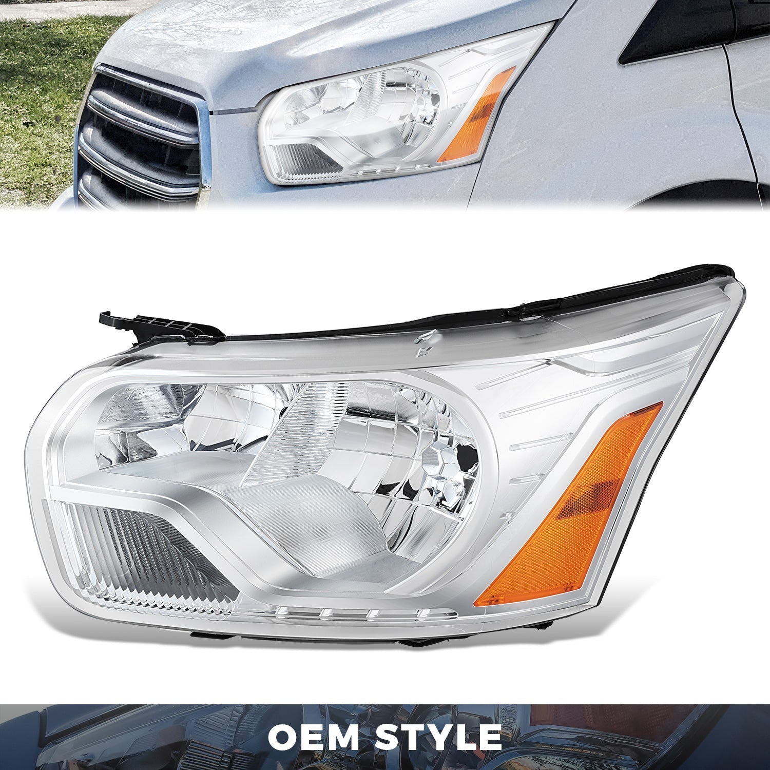 Factory Style Headlight (Left) <br> 15-23 Ford Transit 150, 250, 350