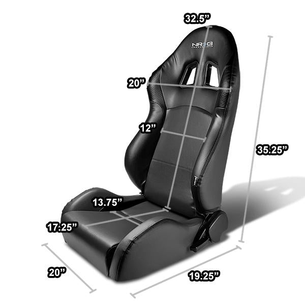 Driver Side PVC Leather Racing Seat w/Universal Slider - RS-204-PVC-BK-L