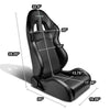 Passenger Side PVC Leather Racing Seat w/Universal Slider - RS-204-PVC-BK-R
