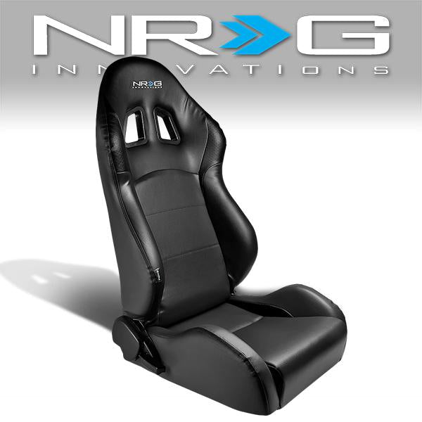 Passenger Side PVC Leather Racing Seat w/Universal Slider - RS-204-PVC-BK-R