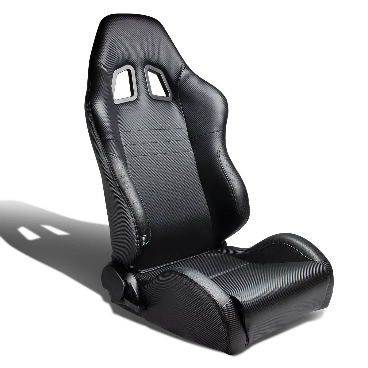 Left / Driver Side Reclinable Carbon Fiber Pattern PVC Leather Racing Seat w/Universal Slider