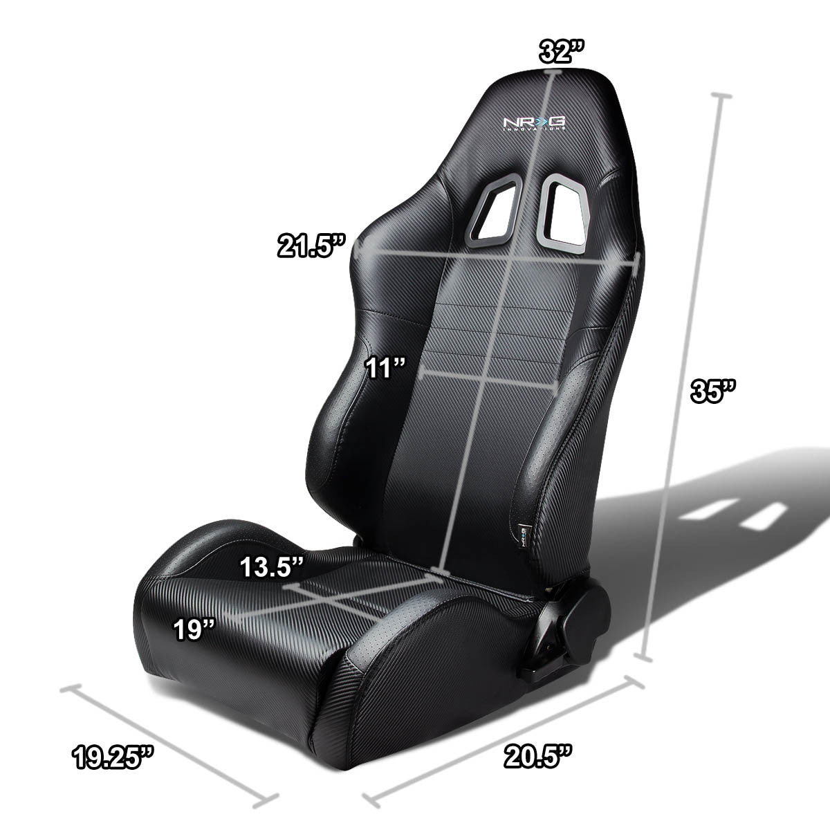 PVC Leather Racing Seat w/Universal Slider - Carbon Fiber Look