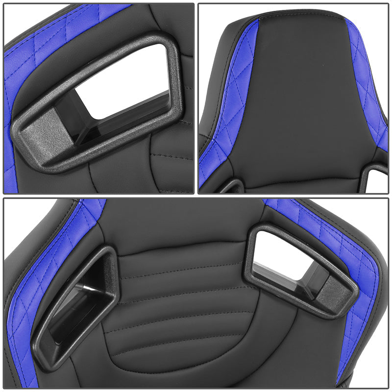 Blue Quilted Pattern Padded Racing Seat <BR>21 X 22 X 38 In. Overall Dimensions
