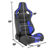 Blue Quilted Pattern Padded Racing Seat <BR>21 X 22 X 38 In. Overall Dimensions