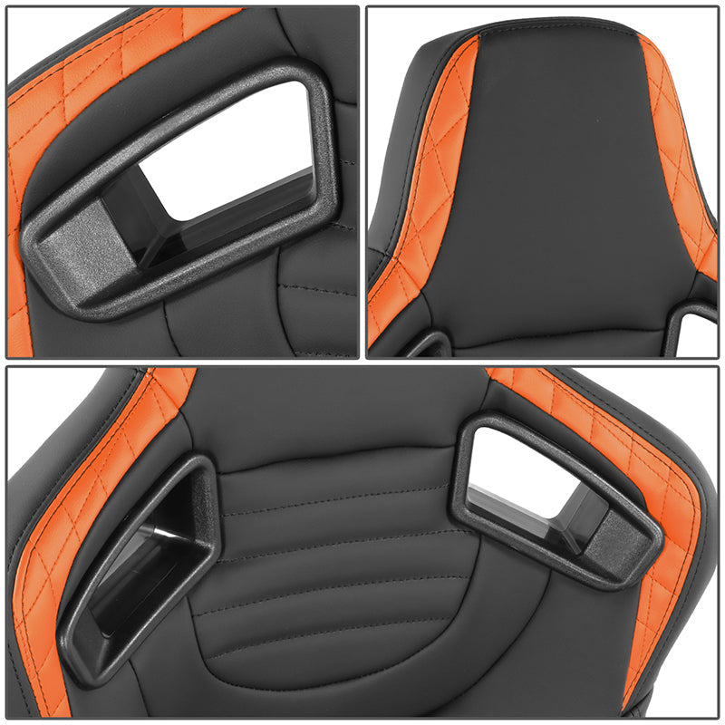 Orange Quilted Pattern Padded Racing Seat <BR>21 X 22 X 38 In. Overall Dimensions