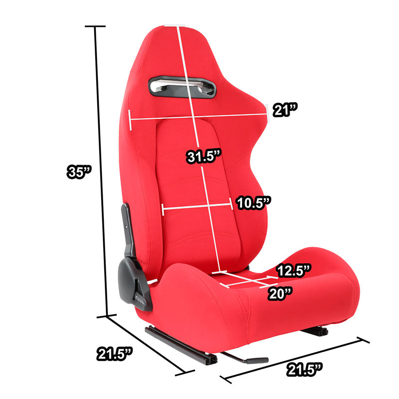 Red Woven Fabric Racing Seat <BR>21.5 X 21.5 X 35 In. Overall Dimensions